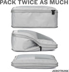 Aerotrunk Compression Packing Cubes for Travel - Luggage Organizer Bags - Double Zipper Packing Cubes for Suitcases (4-Pack, Light Grey)