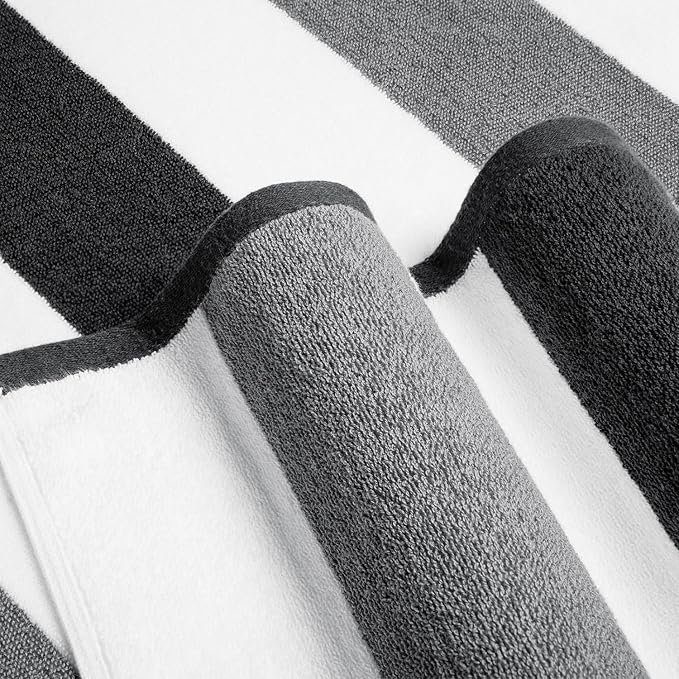 Bornbay Cotton Oversized Beach Towel - Extra Large 40"X70" Plush Thick Mens Beach Towels, XL Fluffy Stripe Pool Towels Charcoal Gray Swimming Towel for Adults Mens Women