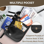 Likesing 5.5" L x 7.8" W Travel Neck Wallet, RFID Blocking Passport Holder for Travel Women Men, Security Lightweight Passport Travel Wallet, Neck Pouch Gifts for Traveling Family (Grey)