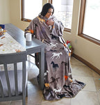 Solaris Wearable Horse Pattern Blanket with Sleeves, Super Soft Warm Snuggy Body TV Throw Blanket for Home Office Lounge, Horse Gift for Adult Women Men