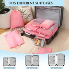 PFEYRPK Lightweight Compression Packing Cubes for Suitcases, Compressible Expandable Travel Packing Organizer with Clear Toiletries and Backpack Bag, Travel Essentials for Carry on Luggage 7 Set