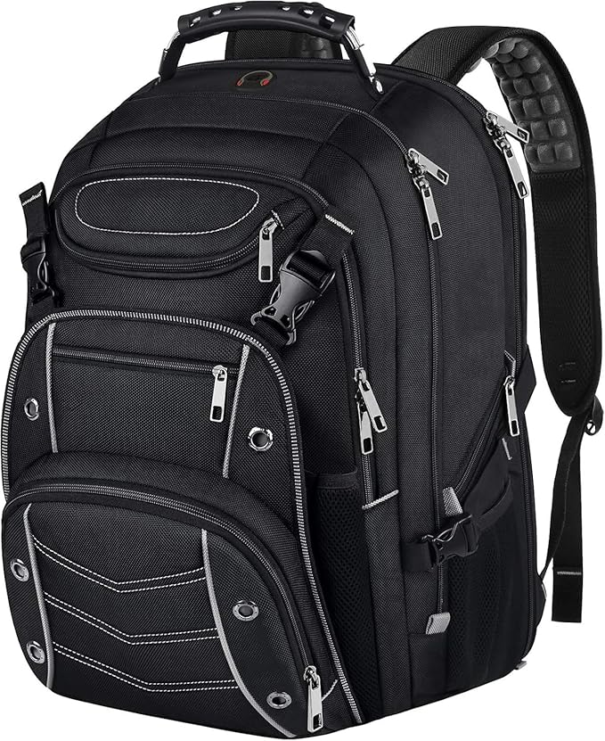 VECKUSON 18.4 Laptop Backpack for unisex, 60L Extra Large Gaming Laptops Back Bag,TSA Friendly Flight Approved and RFID Anti-Theft Pocket Heavy-duty Pack,21.3 * 15.7 * 11.8inch Grey