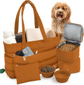 rubyloo Puffer Dog Travel Bag for Dog Moms – Doggy Diaper Bag with Pet Bowls & Food Storage or Everyday Puffy Tote – Doggy Mom Gifts for Women – Lightweight, Travel-Ready Gift for Pet Lovers - Rust