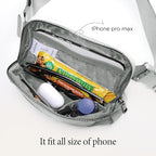 ODODOS Unisex Mini Belt Bag with Adjustable Strap Small Fanny Pack for Workout Running Traveling Hiking, Light Grey