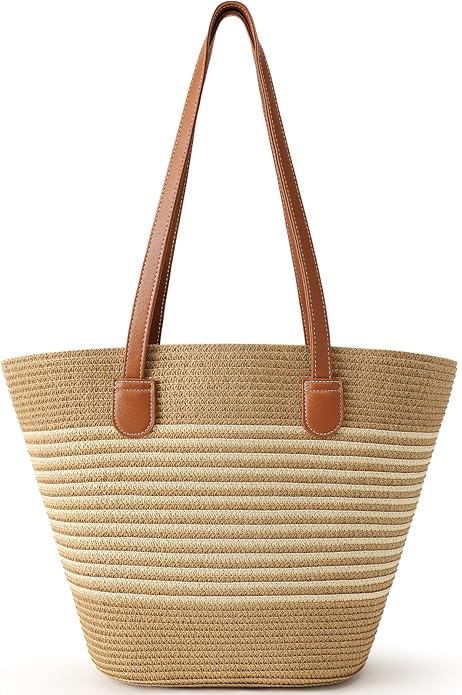 Beach Bags for Women, Summer Straw Beach Bag Straw Purse Shoulder Handbags Large Beach Tote for Summer Vacation