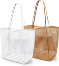 KALIDI Beach Nylon Mesh Tote Bag, Casual Tote Bag Hobo Women Foldable MAX 23L Shoulder Bag For Beach Picnic Vacation