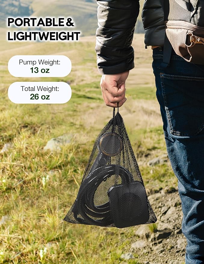 Docusvect Portable Shower for Camping 8000mAh with 3X Stronger Water Flow, Portable Camping Shower with 5 Pressure Levels, 4 Spray Modes, 26oz Ultra Lightweight, IPX8 Waterproof