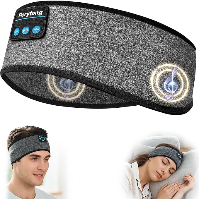 Perytong Sleep Headphones Wireless, Bluetooth Sports Headband Headphones with Ultra-Thin HD Stereo Speakers Perfect for Sleeping,Workout,Jogging,Yoga,Insomnia, Air Travel(Carbon Grayblack)