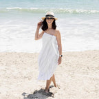 WETCAT Turkish Beach Towel Oversized (38"x71") 100% Turkish Cotton, Made in Turkey - Sand Free, Extra Large, Ultra Soft, Quick Drying, Compact & Lightweight for Travel - Grey and White