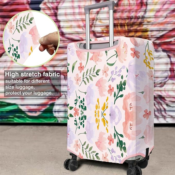 Travel Luggage Cover Suitcase Protector Fits 18-32 Inch Wheel Covers PatternedTravel Related Items Flower Luggage Protector Elastic L
