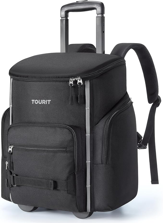TOURIT Insulated Rolling Cooler Backpack, Leakproof Waterproof Beach Cooler Bag with Wheels and Handle, Outdoor Camping Picnic Travel