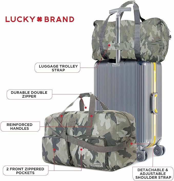 Lucky Travel Duffel Bags 115L, Gym Bag, Travel Bag & Large Duffle Bag for Men, Foldable Overnight Weekender Bags for Women & Men with Adjustable Shoulder Strap, Camo