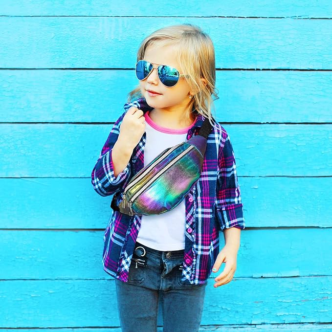 Frienda 2 Pieces Holographic Fanny Pack for Women Colorful Sport Waist Bag Pack