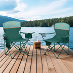 ALPHA CAMP Camping Chairs 250LBS Capacity, Heavy Duty Folding Chair with 4-Can Cooler Bag, Portable Outdoor Chair with Cup Holder for Adults, Collapsible for Tailgating, Beach, Fishing,Black,2PC