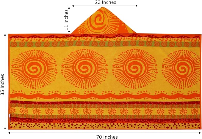 COTTON CRAFT Hooded Beach Towel – Oversized 35 x 70 Towel with Hood for Adults - 100% Cotton Velour Terry Jacquard Towel - Pool Bath Wrap - 450 GSM Soft Absorbent Quick Dry – Sunshine Orange Yellow