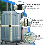 Luggage Straps for Suitcases, Travel Adjustable Belt with Quick Release Buckle, Heavy Duty Nylon Bag Packing Strap, Unique Bright Identifiers Business Travel Accessories (2 Pack) - White Flowers
