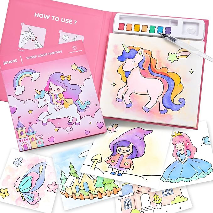 JoyCat Paint with Water Coloring Books for Toddlers, Watercolor Painting Sets for Kids Ages 3-5 4-8, Arts and Crafts Drawing Activities Toy Birthday Gifts for Boys Girls (Magical Pony)