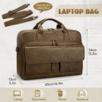 RAINSMORE Mens Laptop Bag PU Leather Messenger Bag 15.6 Inch Briefcase Vintage Computer Satchel Bag for Work Business