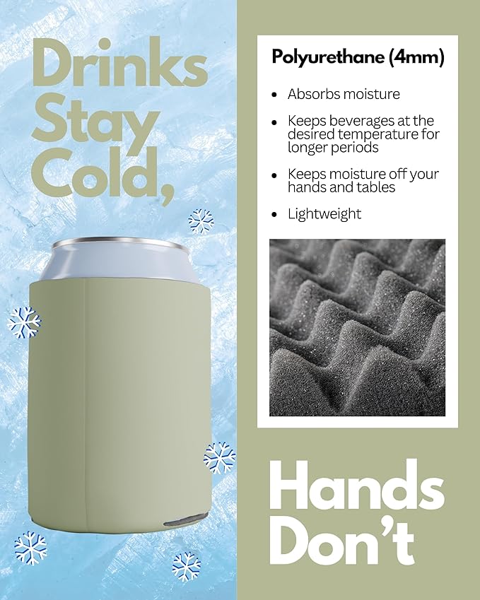 PartyPrints 200 Pack Camel Blank Can Cooler Sleeves, Customizable Bulk Insulated Foam for Beer, Collapsible Plain Drink Holder, Cold Soda Insulator, 12oz Regular, 16oz Tall Cans