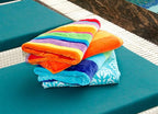 COTTON CRAFT Large Beach Towel - 4 Pack 100% Cotton Velour Jacquard - Pool Picnic Bath Travel Beach Towel - Plush Super Soft Absorbent Quick Dry Luxury - 450 GSM - 32x63 - Multi Color