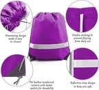 BeeGreen 20 Pieces Purple Drawstring Backpacks Bulk, Draw String Bags for Gym Sport, Reflective Cinch Blank Bag