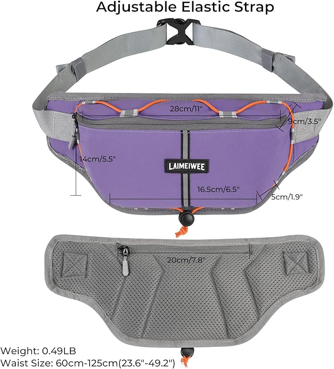 Fanny Pack for Women Men, Water-Resistant Travel Waist Pack with RFID Blocking, Wide Opening Crossbody Belt Bag for Phone, Passport, Small Hip Pack for Running, Hiking, Workout（Purple）