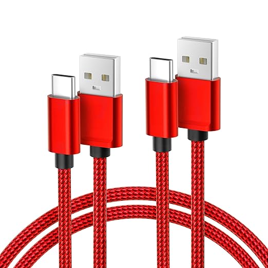 Basesailor for iPhone 17 16 Pro Max Charger Cord,USB to USB C Cable,Type C Charging Power Cord for Apple 17e 15 iPad 10 Air 4 5,Samsung Galaxy S26 S25 S24 S23,Red,2Pack 10FT(3M)