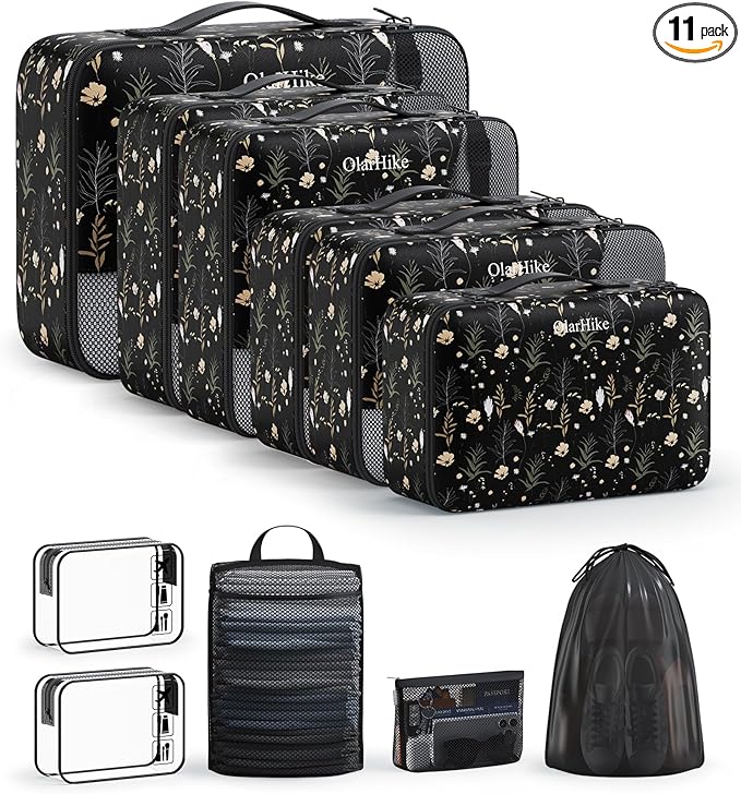 11 Set Packing Cubes for Travel, Gifts for Women Mom,Anti-Tearing Suitcase Organizer,OlarHike Vacation Essentials & Accessories for Cruise Ship