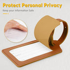Travelambo Luggage Tags for Suitcases Faux Leather Privacy Protection 6 Pack Bag Tags Travel Accessories Essential, Yellowish Brown