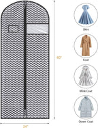 Syeeiex 60'' Dress Bags for Gowns, Set of 4 Garment Bag for Hanging Clothes, Dress Garment Bag, Dustproof and Keep Closet Tidy, Perfect for Suit Evening Dresses Fur Coat Long Dress Gown(Dark Grey)