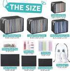 ALL INCLUDED - 12 Set Packing Cubes for Suitcases Carry On, Travel Essentials/Accessories Luggage Organizer Bags Set, Includes Cubes, Shoes Bag, Matte Cosmetic Bag, Zipper Bags