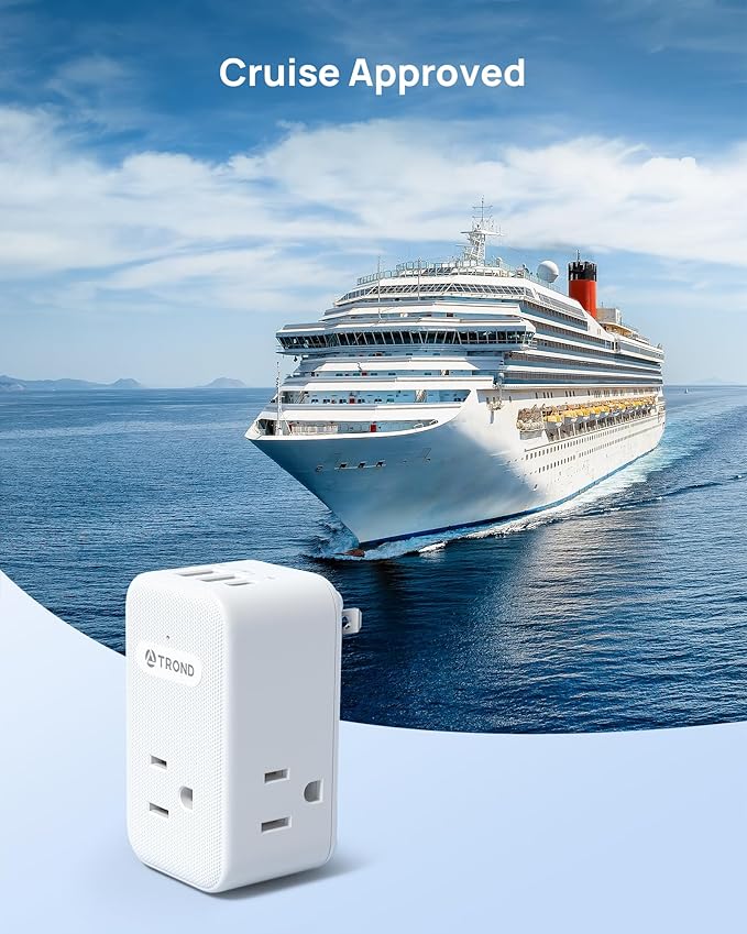 TROND 2 Prong to 3 Prong Outlet Adapter with 360 Rotating Plug, 3 AC Power Splitter with 2 USB C PD20W, Travel Plug Adapter for US to Japan, Wall Outlet Extender for Old House Travel Essentials