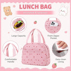 PIG PIG GIRL Corduroy Backpack 3PCS Kids Backpack for Girls School Bags for Middle School Students Book Bag for Elementary Primary Kawaii Ita Backpack with Lunch Box Pencil Case Set, Pink Strawberry