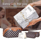 BOYATU Travel Makeup Bag Organizer Cosmetic Bag: 3 Pcs Set Make up Bags for Women with Handle - Waterproof Vegan Leather Toiletry Bags Travel Essentials Pouch with Compartments (H-01-Brown)