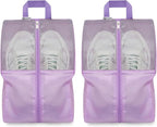 Shoe Bags For Travel, Used As For Storage or Shoe Travel Bag, Space Saving When Travelling With This Travel Shoe Bags For Packing, Waterproof Nylon Sneaker Bag. (Light Purple, 2 Pack, Medium)