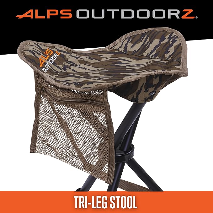 ALPS OutdoorZ Tri-Leg Stool Mossy Oak Original Bottomland Folding Hunting Stool with Steel Frame, 600D Polyester Fabric, Compact Packable Design & Carry Strap for Turkey Hunting & Camping