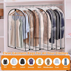 2 Pack Full Clear Garment Bags with Side Zipper, 40" Clothes Covers with 10" Gusset, Transparent Hanging Suit & Coat Covers for Closet Storage, Dresses, Windbreakers, Jackets