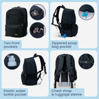 Dog Travel Bag for Supplies - Complete Dog Diaper Bag Backpack with 2 BPA-Free Travel Bowls, Treat Pouch, Food Container, Placemat & Laptop Sleeve – for Traveling, Road Trips, Hiking: Black