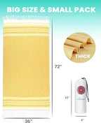 Antfuny Turkish Beach Towels Vacation Essentials Quick Dry Sand Free Oversized Bath Pool Swim Towel Extra Large XL Big Blanket Adult Men Travel Cruise Accessories Must Haves Clearance Yellow