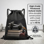 2-Pack Waterproof Drawstring Backpacks, Soccer-Texture Oxford Fabric, 16.9" × 13.8", Lightweight 0.19 lb Each, No Eyelets, Gym & Marathon Gear Sacks(Black)
