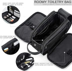Elviros Toiletry Bag for Men, Large Travel Shaving Dopp Kit Water-resistant Bathroom Toiletries Organizer PU Leather Cosmetic Bags Fathers Day Gift(Medium, Black)