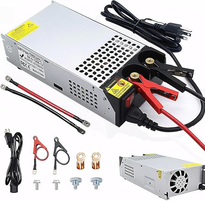 1200W Power Supply 110V AC to 12V DC Converter, 100A High Power SMPS Adapter, DC 12 Volt Switching Transformer with Intelligent Cooling for Motor, Winch, 3D Printer, Air Compressor, Pump