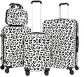 Luggage Sets 4 Piece Leopard Print, ABS+PC Hardside Suitcase Set with 360° Silent Spinner Wheels, TSA Lock, Lightweight Rolling Travel Luggage with Adjustable Handle, 14/20/24/28 Inch (Leopard White)