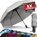 TUMELLA Strongest Windproof Travel Umbrella (Compact, Superior & Beautiful), Small, Wind-Tested, Light & Portable, Automatic Folding Rain Umbrella, Durable Premium Grip, Fits Car and Backpack