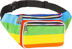 Rainbow Fanny Pack Belt bag - Crossbody Waist Bag for Men or Women - Hands-Free, Waterproof Large Bumbag for Hiking, Running, and Travel