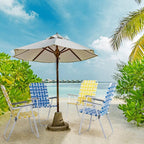 Folding Patio Lawn Webbed Chair Set of 2, Portable Outdoor Beach Chair for Adults, Camping Chair Steel Frame 300lbs Capacity for Yard, Garden Dining, Party, Picnic, Blue
