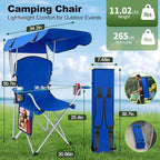 VTOY Portable Camping Chair with Canopy - Folding Chair with Canopy, Durable 600D Oxford Canopy Chair for Camping, Beach, Picnics, Fishing & Sports