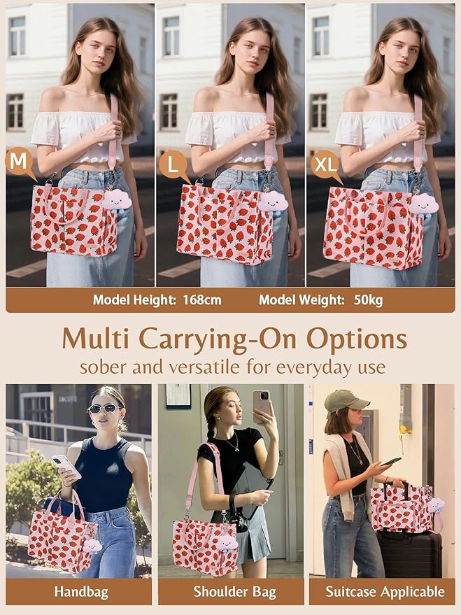 BESBESME Canvas Tote Bag for Women with Zipper & Compartments– Large Work & College Laptop Tote Crossbody Shoulder Bag