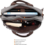 CROCOD 3 In 1 Canvas Convertible Laptop Bag for Men Women, 17.3 inch Laptop Messenger Bag Work Briefcase, Computer Shoulder Bag for Travel Business Office (17.3 Inch, Grey) | 3 In 1, Multi-pocket