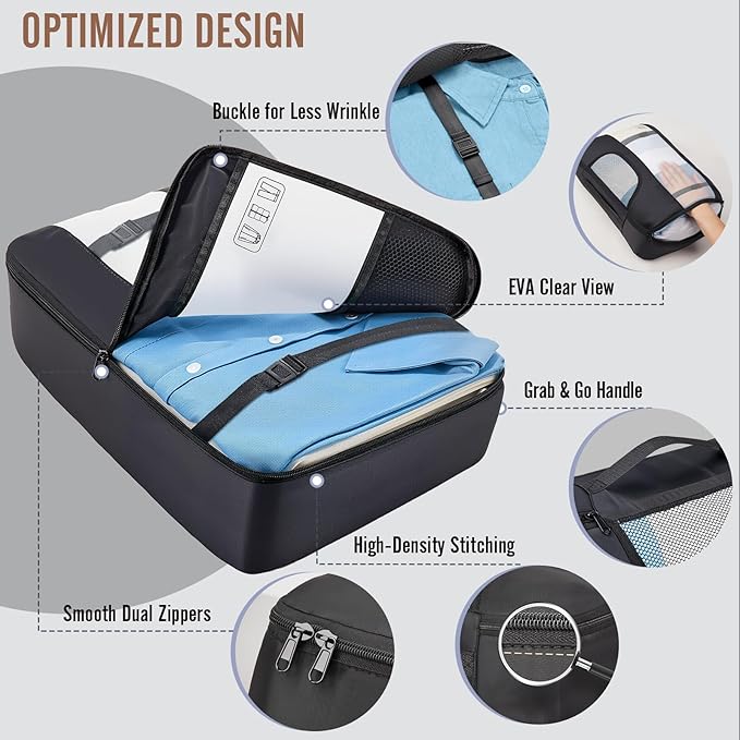 Veken 10 Set/8 Set Packing Cubes for Travel Essentials, Suitcase Organizer Bags in 4 Sizes, Carry-On Luggage Accessories with Laundry Bag & Passport Holder, Airplane Must Have, Camp Gifts for Men